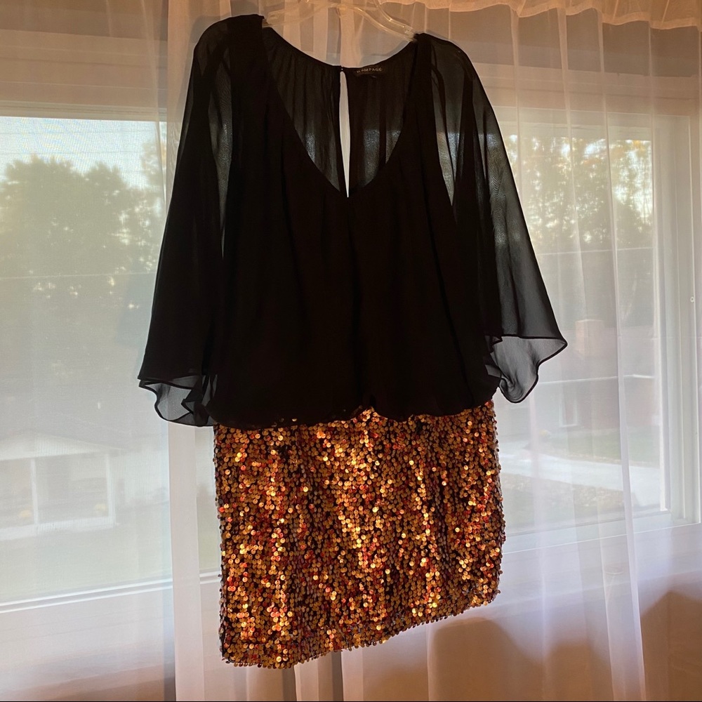 Fun Party Dress Gold Sequin Mini
